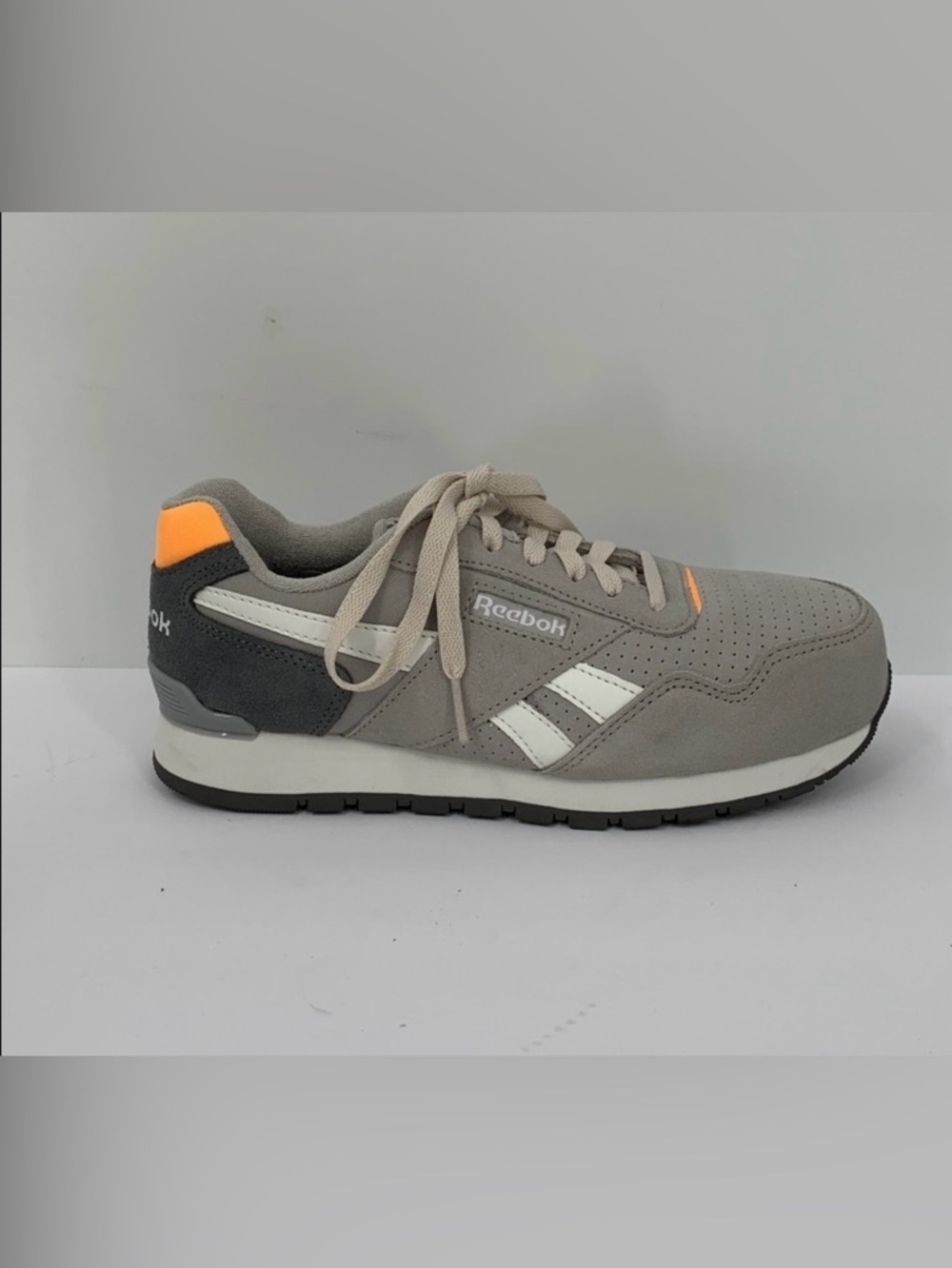 Reebok Harman Work Sneaker shoe gray suede leather composite toe tie women 7